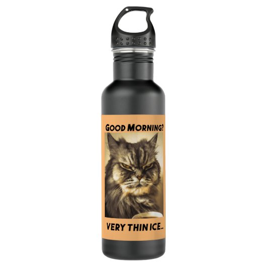 Bouteille D'eau Funny Grumpy Cat Morning Coffee Mème Art (Devant)