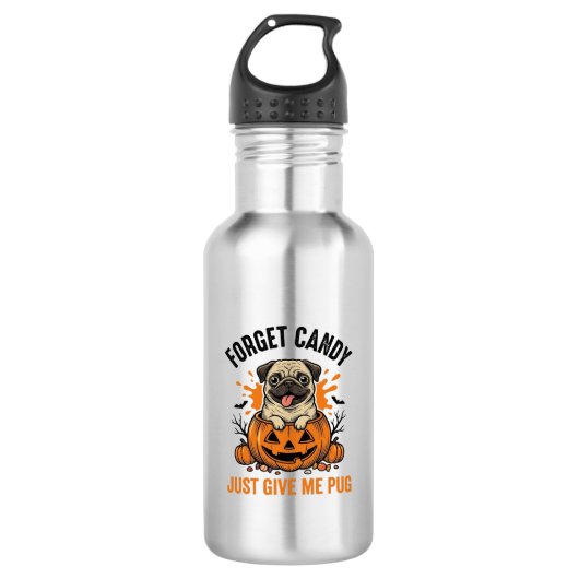 Bouteille D'eau Funny Halloween Pug Forget Candy Conception de T-s (Devant)