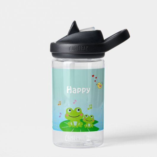 Bouteille D'eau Funny Happy Frogs et Good Vibes Only Text (Gauche)