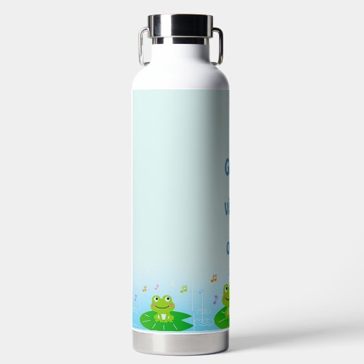 Bouteille D'eau Funny Happy Frogs et Good Vibes Only Text (Avant)