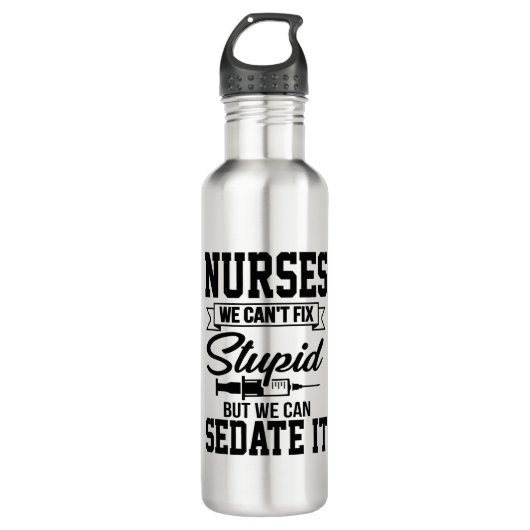 Bouteille D'eau Funny Nurse stupide mot art (Devant)