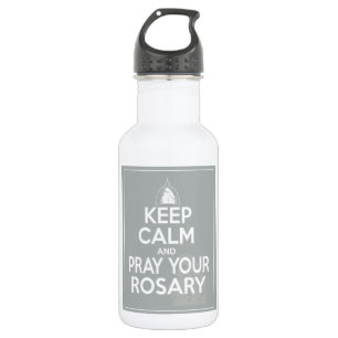 Bouteille D'eau Gardez le calme et priez votre chapelet - gris de