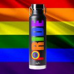 Bouteille D'eau Gay pride Cool Rainbow Personnalisé LGBTQ<br><div class="desc">Customisez cette bouteille d'eau Gay pride LGBTQ cool avec votre nom en écriture cursive blanche. Un cadeau LGBT couleur arc-en-ciel personnalisé pour un ami queer.</div>