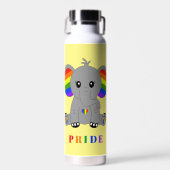 Bouteille D'eau GAY PRIDE LGBTQ - éléphant mignon avec drapeau arc (Avant)