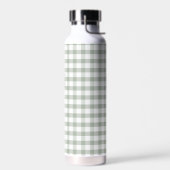 Bouteille D'eau Gingham Vert Classique Monogramme Moderne (Gauche)