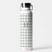 Bouteille D'eau Gingham Vert Classique Monogramme Moderne (Arrière)