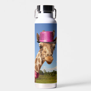 Bouteille D'eau Giraffe en casquette rose étincelant