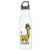 Bouteille D'eau Giraffe en Gentleman avec Casquette, Cravate et Mo (Devant)