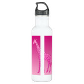Bouteille D'eau Giraffe géométrique moderne, Fuchsia et rose pâle  (Dos)