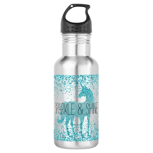 Bouteille D'eau Girly Glitz Aqua Turquoise Parties scintillant Uni (Devant)