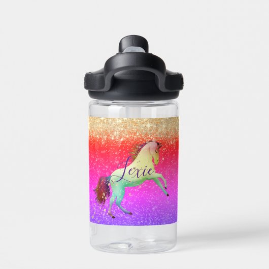 Bouteille D'eau Glittery Rainbow Unicorn (Salle de sport)