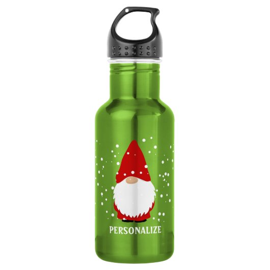 Bouteille d'eau gnome de Noël avec nom personnalis (Devant)