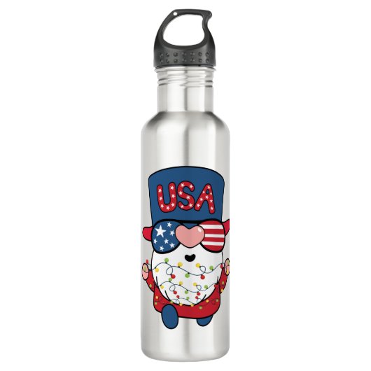 Bouteille D'eau Gnome rouge avec lumière de Noël (Devant)