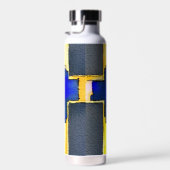 Bouteille d'eau Gold et Cyan Watercolor Cross (Plage)