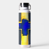 Bouteille d'eau Gold et Cyan Watercolor Cross (Arrière)