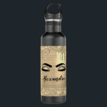 Bouteille D'eau Gold Glitter Sparkle Eyelashes Monogram<br><div class="desc">Gold Faux Foil Parties scintillant d'étincelle métallique broyée Monogramme de métal brossé Nom et cils initiaux (cils), Extensions d'oreillettes et Bouteille d'eau des yeux. Cela rend le cadeau parfait pour 16 ans, mariage, douche nuptiale, anniversaire, baby shower ou bachelorette cadeau pour quelqu'un décorant sa chambre dans le style cool de...</div>