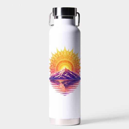 Bouteille D'eau Golden Boho Mandala Sun Mountain Sunset Reflection (Avant)