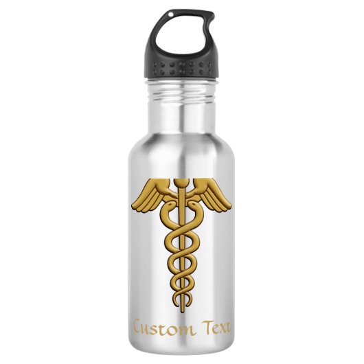 Bouteille D'eau Golden Double Snake Caduceus (Devant)