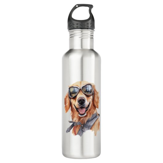 Bouteille D'eau Golden Retriever avec lunettes de soleil (Devant)