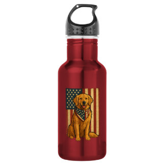 Bouteille D'eau Golden Retriever Drapeau Américain