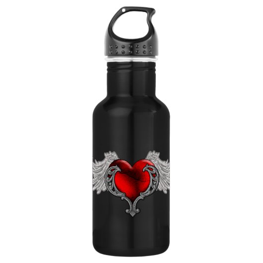 Bouteille D'eau Goth Heart avec Ange Wings (Devant)