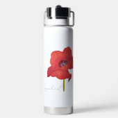 Bouteille D'eau Gourde fleur coquelicot rouge aquarelle (Arrière)