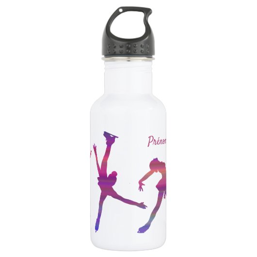 Bouteille D'eau Gourde pour patineuse sur glace - Arc en ciel rose (Devant)