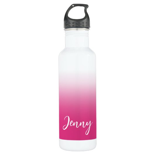 Bouteille D'eau Gradient rose Fuchsia personnalisé (Devant)