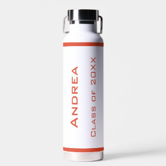 Bouteille D'eau Graduation personnalisée simple moderne Texte roug