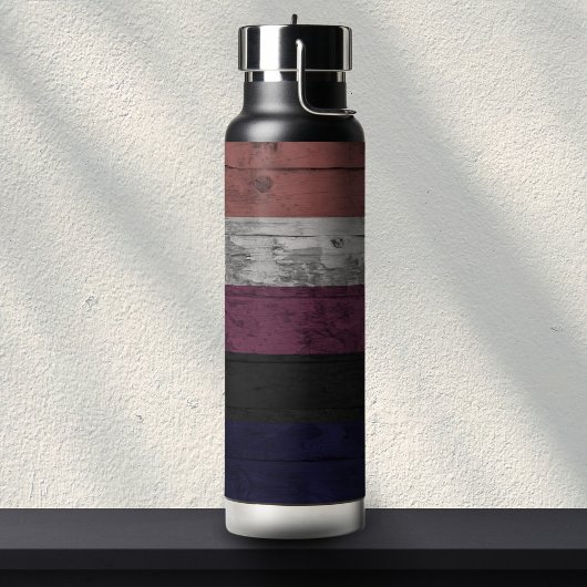 Bouteille D'eau Grain de bois rustique Genderfluide Fierté Drapeau