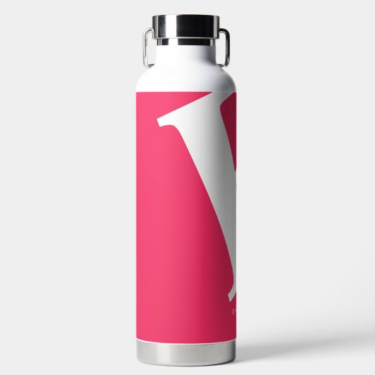 Bouteille D'eau Grand initial | Typographie moderne | Rose (Avant)