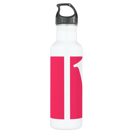 Bouteille D'eau Grand initial | Typographie moderne | Rose (Dos)