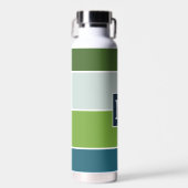 Bouteille D'eau Grandes bandes en bleu et vert avec Monogrammes (Avant)
