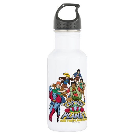 Bouteille D'eau Graphique du logo Captain Planet & Planeteers Grou (Devant)