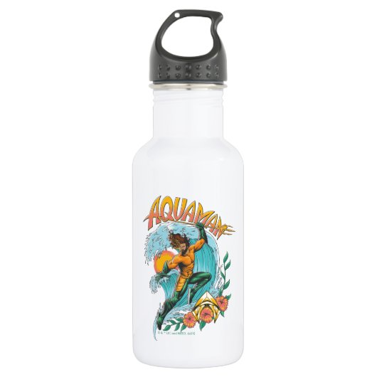 Bouteille D'eau Graphique du Surf de levage Aquaman et Trident (Devant)