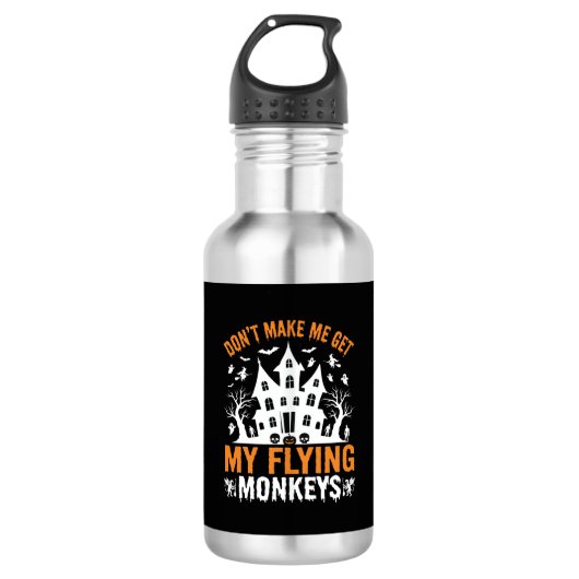 Bouteille D'eau Graphisme de maison hantée de singes volants Hallo (Devant)
