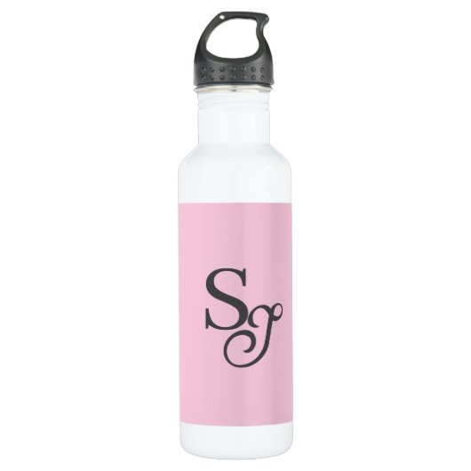 Bouteille D'eau Gray script initial monogram pink (Devant)