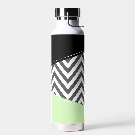 Bouteille D'eau Gray Zigzag, Gray Chevron, Zigzag Pattern, Mint (Gauche)