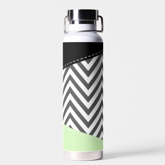 Bouteille D'eau Gray Zigzag, Gray Chevron, Zigzag Pattern, Mint (Arrière)