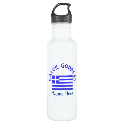 Bouteille D'eau Greek Goddess and Flag of Greece Personalized  (Devant)