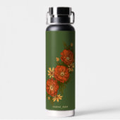 Bouteille D'eau Green Water Bottle with red flowers (Arrière)