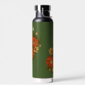 Bouteille D'eau Green Water Bottle with red flowers (Gauche)