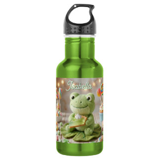 Bouteille D'eau Grenouille en peluche mignonne tenant une tarte au