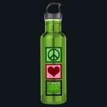 Bouteille D'eau Grenouilles Peace Love<br><div class="desc">Joli signe de paix,  coeur,  et une mignonne grenouille verte. J'adore collectionner des cadeaux de grenouilles.</div>