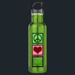 Bouteille D'eau Grenouilles Peace Love<br><div class="desc">Joli signe de paix,  coeur,  et une mignonne grenouille verte. J'adore collectionner des cadeaux de grenouilles.</div>