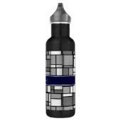Bouteille D'eau Gris Blanc Mondrix Style Marine Ribbon Monogramme (Droite)