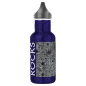 Bouteille D'eau Gris de granit avec les détails et le texte bleus (Gauche)