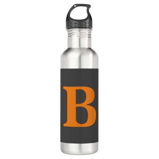 Bouteille D'eau Gris orange moderne monogrammed professionnel (Devant)