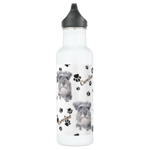 Bouteille D'eau Gris Schnauzer Chien Pawprint
