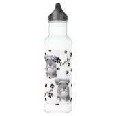 Bouteille D'eau Gris Schnauzer Chien Pawprint (Gauche)